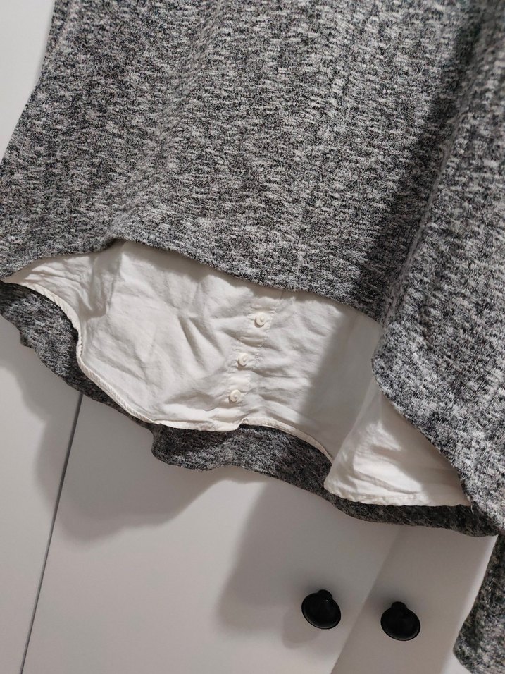 Gri Uzun Kollu Örgü Kadın Kazak - Görsel 3