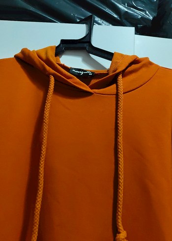 Turuncu Kapüşonlu Kadın Sweatshirt - Görsel 2