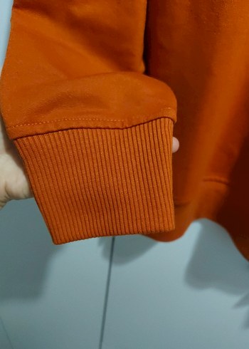 Turuncu Kapüşonlu Kadın Sweatshirt - Görsel 4