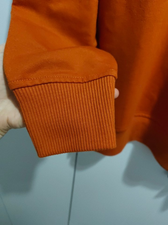 Turuncu Kapüşonlu Kadın Sweatshirt - Görsel 4