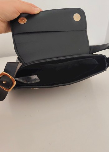 Tokalı Siyah Deri Kadın Çanta - Görsel 7