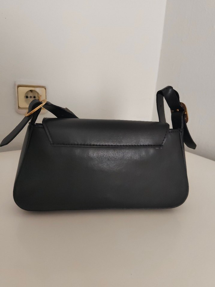 Tokalı Siyah Deri Kadın Çanta - Görsel 2