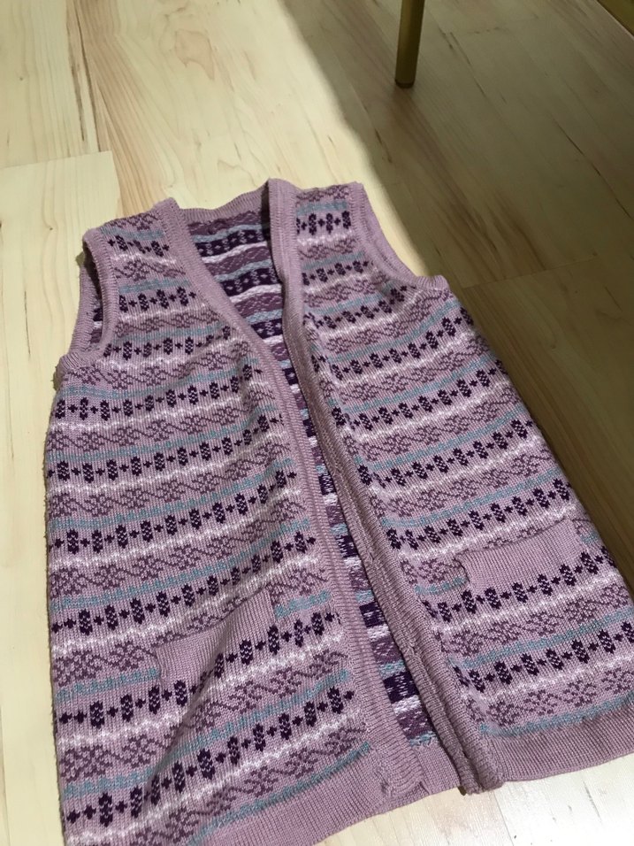 Mor Bohem V Yaka Örgü Kadın Yelek - Görsel 2