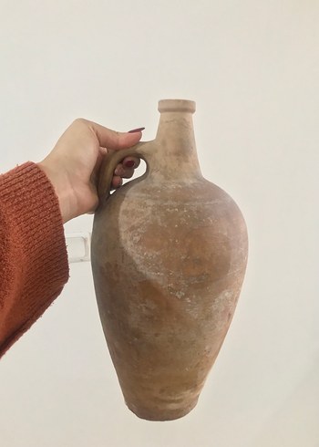 Koyu Bej Kulplu Seramik Vazo - Görsel 4