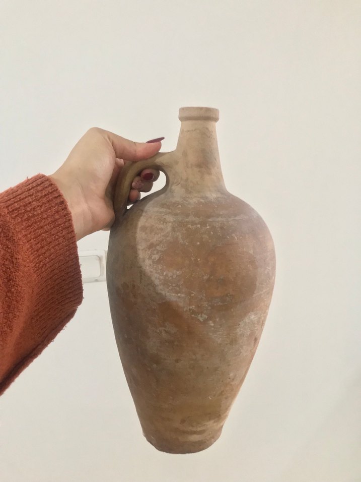 Koyu Bej Kulplu Seramik Vazo - Görsel 4