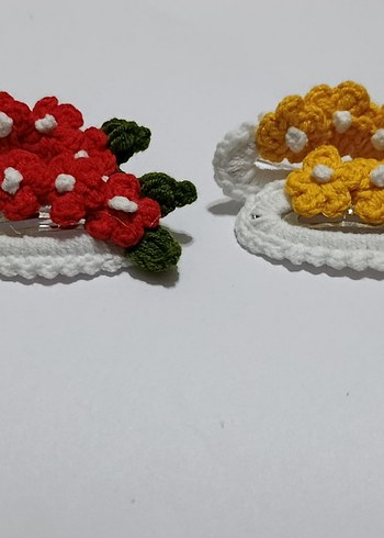 Renkli Çiçekli Bohem Dantel Çocuk Toka Seti - Görsel 6