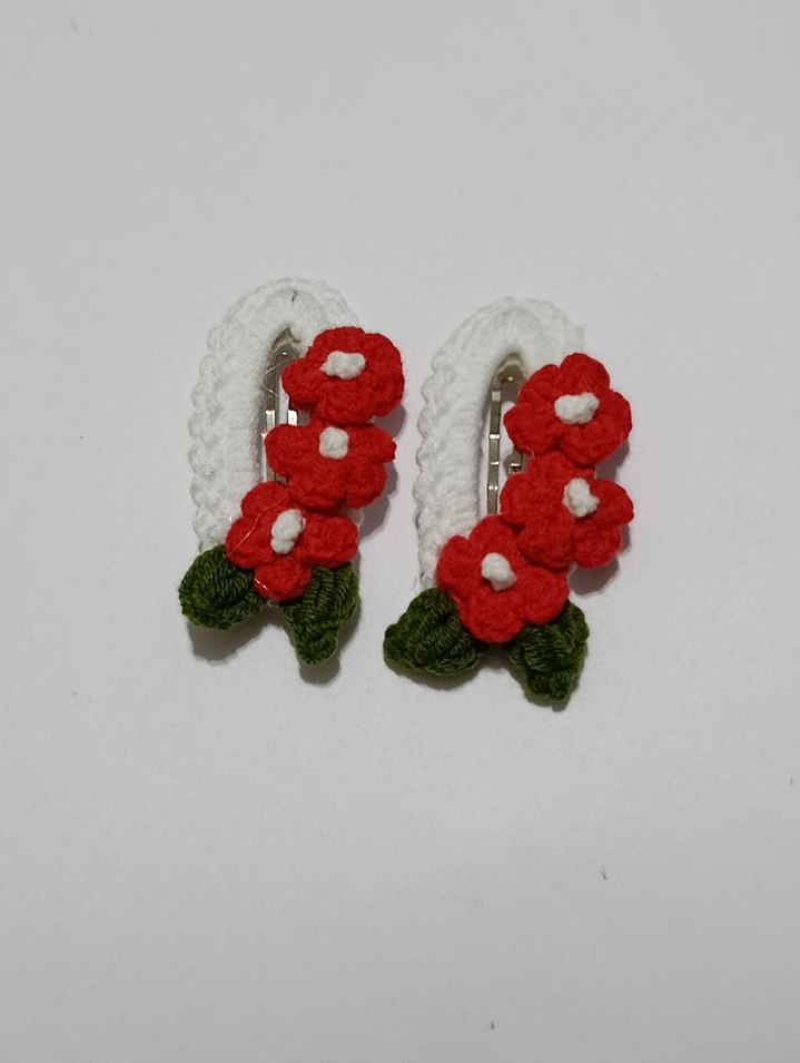 Renkli Çiçekli Bohem Dantel Çocuk Toka Seti - Görsel 5