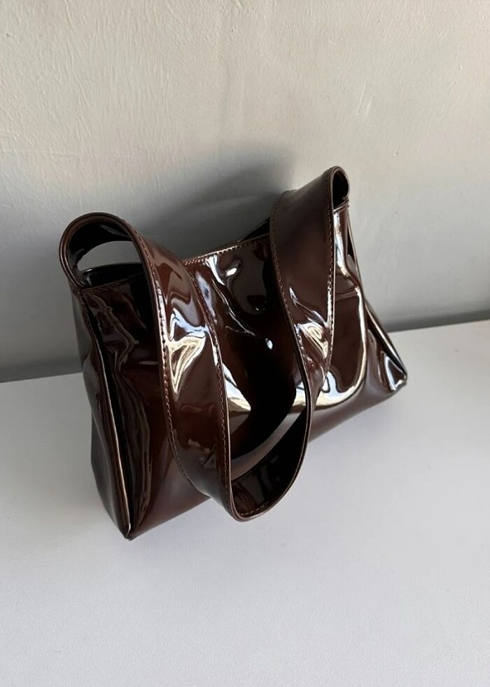 Acı kahve rugan çanta  - Görsel 3