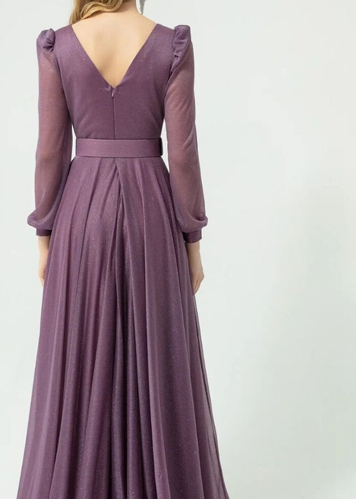 Simli tül lila abiye  - Görsel 2