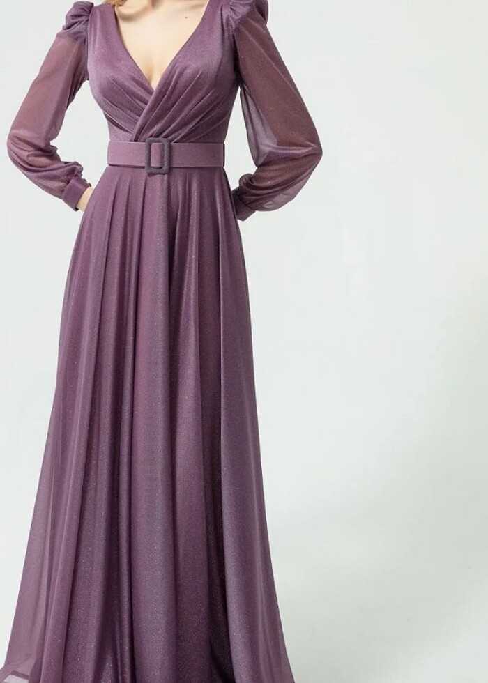 Simli tül lila abiye  - Görsel 3