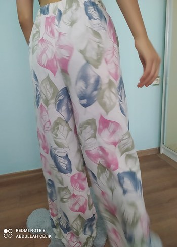 Pembe Pastel Renkli Salaş Kadın Kumaş Pantolon - Görsel 4