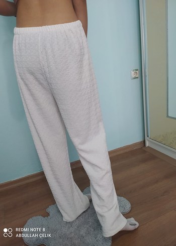 38 Beden Kadın Beyaz Pamuklu Bol Kesim Kumaş Pantolon