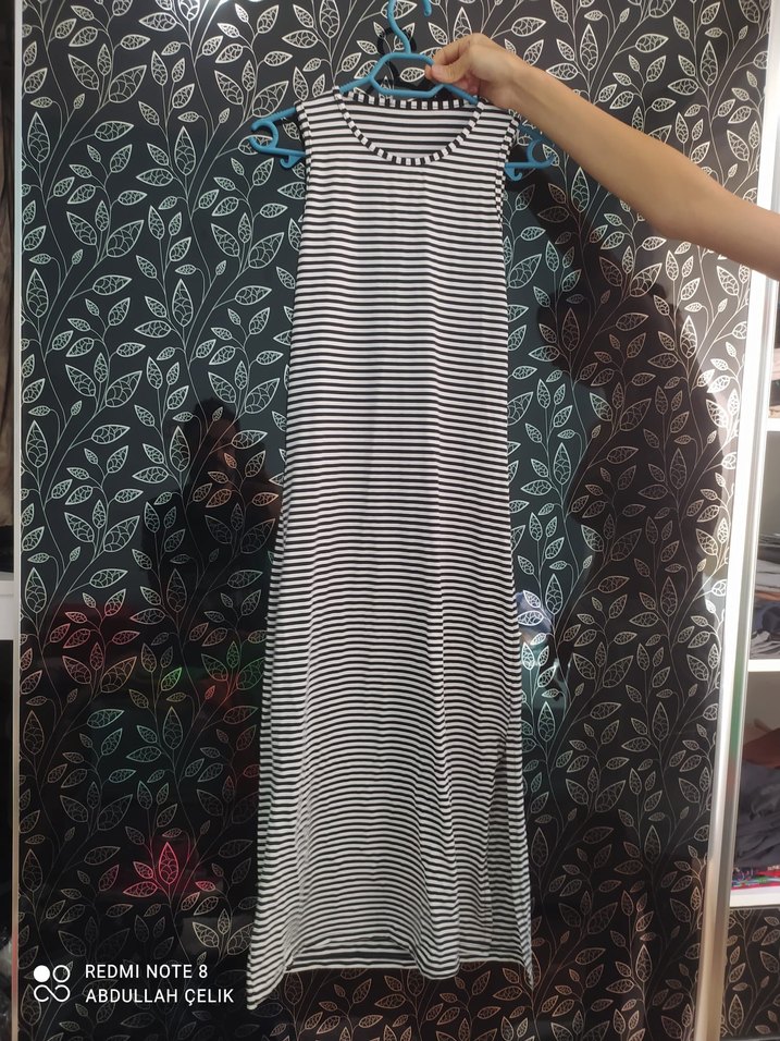 Uzun, Zebra Desenli Kadın Elbise - Görsel 3