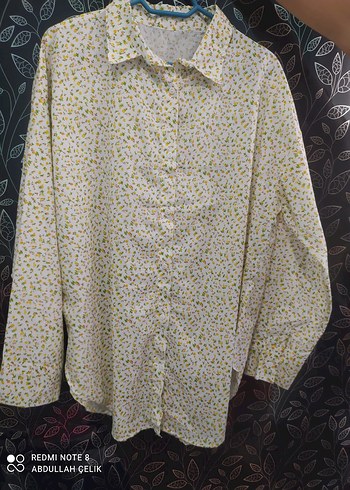 Sarı Çiçek Desenli Uzun Kollu Pamuklu Gömlek - Görsel 2
