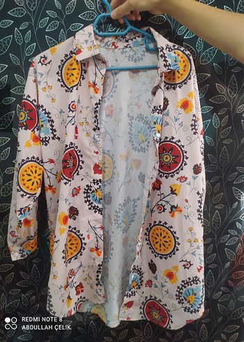 Sarı Çiçek Desenli Uzun Kollu Pamuklu Gömlek - Görsel 3