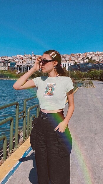 Yeşil kısa kollu tişört