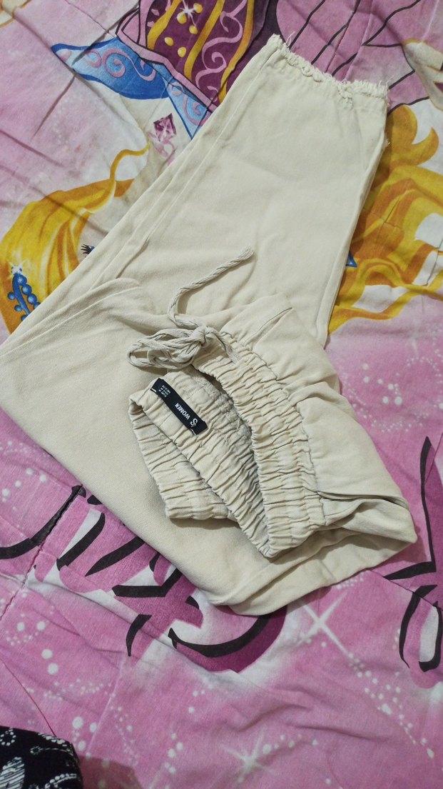 Bej Midi Kadın Pamuk Kumaş Pantolon - Görsel 3