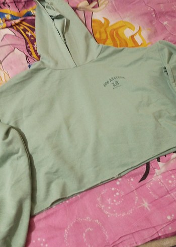 Yeşil Kapüşonlu Rahat Kesim Kadın Sweatshirt - Görsel 2