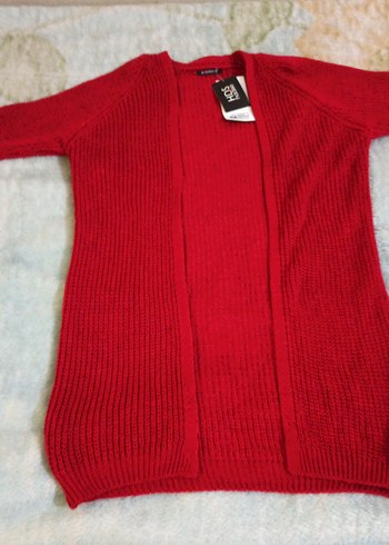 Kırmızı Örgü Kadın Hırka - Görsel 3