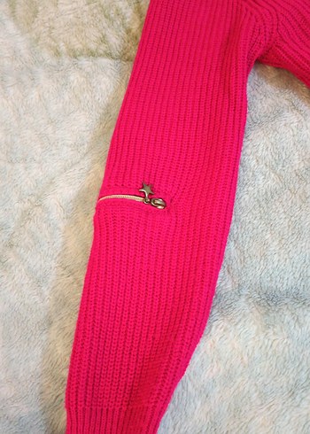 Pembe Örgü Boğazlı Kadın Kazak - Görsel 3