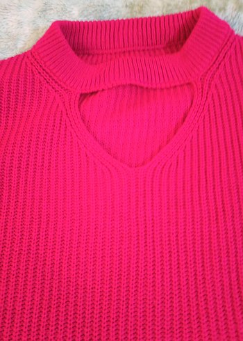 Pembe Örgü Boğazlı Kadın Kazak - Görsel 4