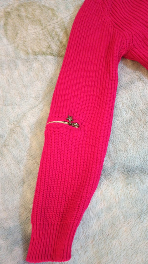 Pembe Örgü Boğazlı Kadın Kazak - Görsel 3