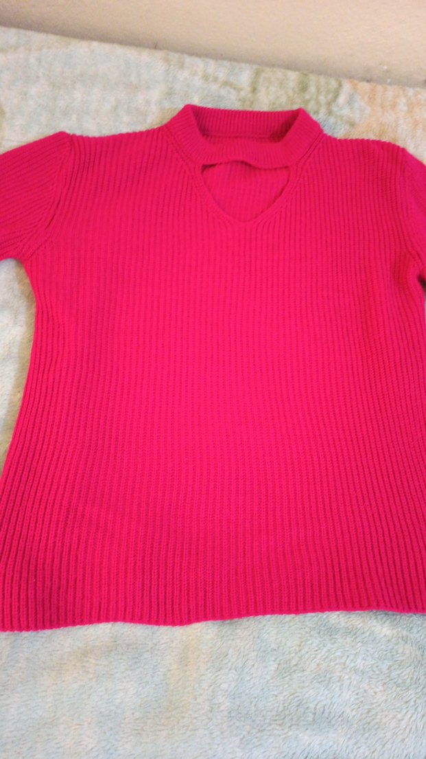 Pembe Örgü Boğazlı Kadın Kazak - Görsel 2