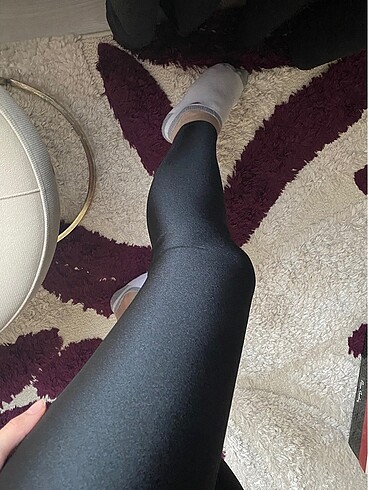 Siyah yüksek bel soft feel bilek boy tayt - Görsel 5