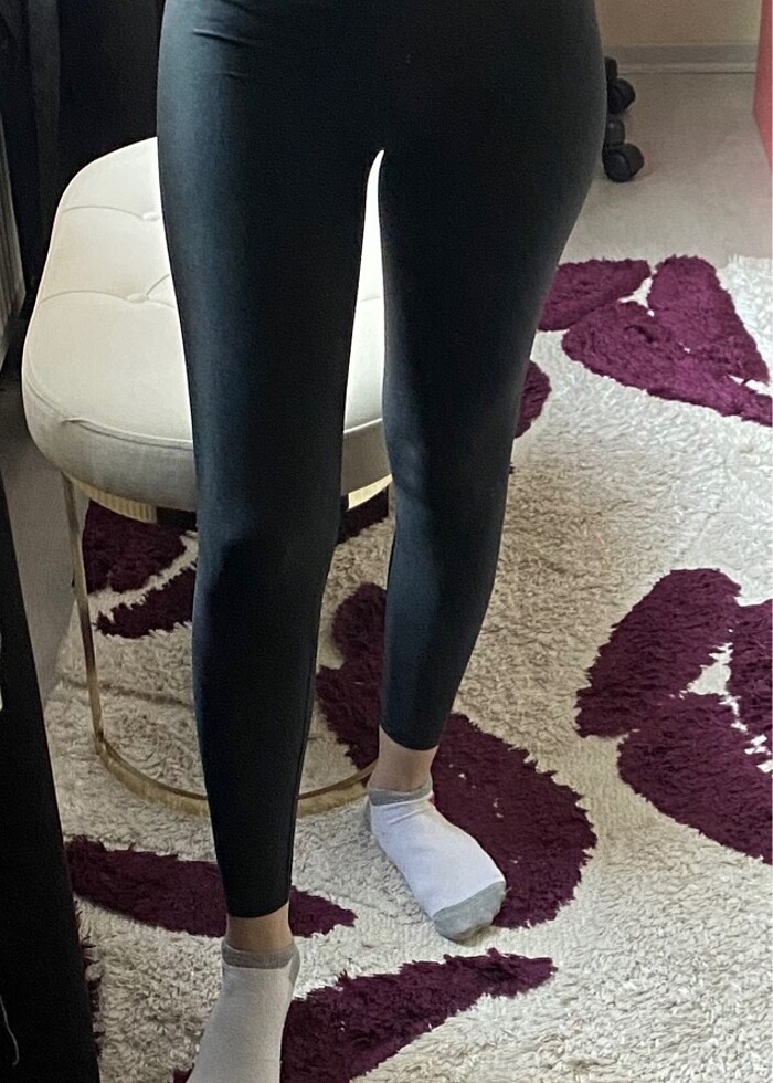 Siyah yüksek bel soft feel bilek boy tayt - Görsel 4