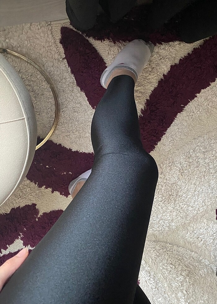 Siyah yüksek bel soft feel bilek boy tayt - Görsel 5