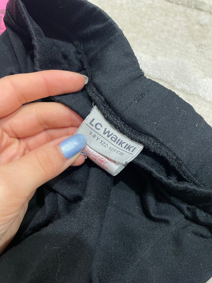 Pembe Detaylı Siyah çocuk Spor Tayt - Görsel 2