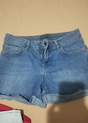 Düğmeli Mavi Mini Denim Şort
