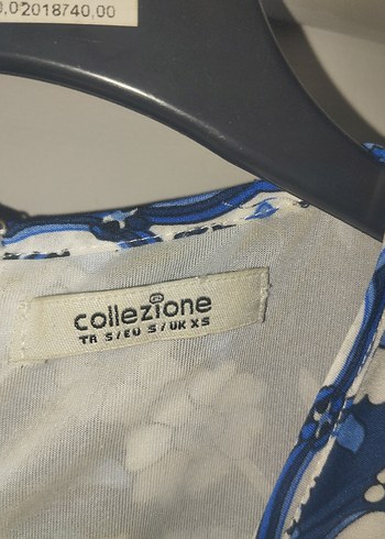 Bohem Tarz Mavi Desenli Midi boy saten Elbise - Görsel 3