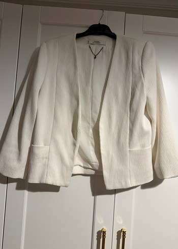 Zara Ekru V Yaka Minimal Blazer