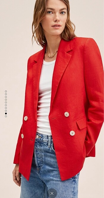 Mango Mango XXS Keten Kırmızı Blazer Ceket