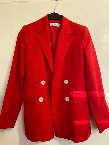 32 Beden Mango XXS Keten Kırmızı Blazer Ceket