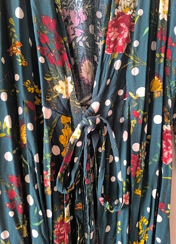 Mango marka önden bağlamalı uzun kimono  - Görsel 4