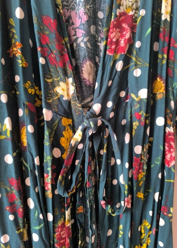 Mango marka önden bağlamalı uzun kimono  - Görsel 4