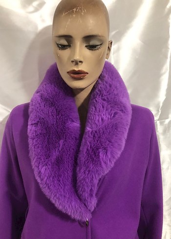 Mor Kürklü Uzun Kadın Kaban - Görsel 2