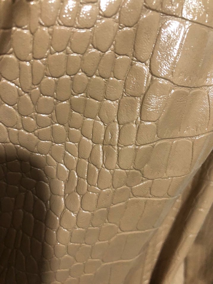 Bej Deri Uzun Kürklü Kadın Kaban - Görsel 3