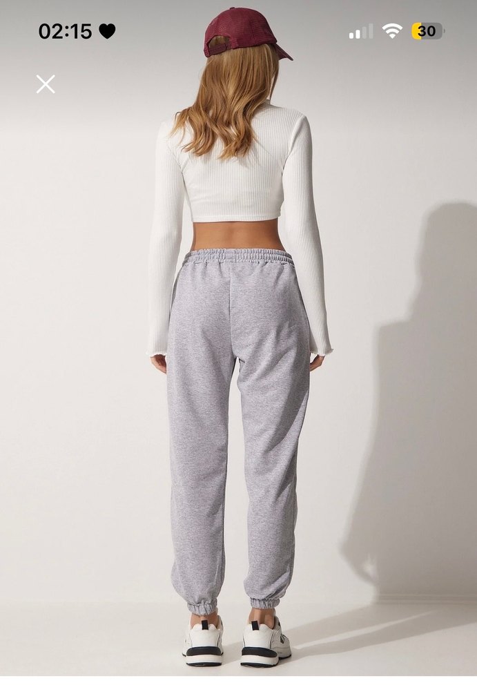 Gri Rahat Kesim Kadın Eşofman Altı - Görsel 3