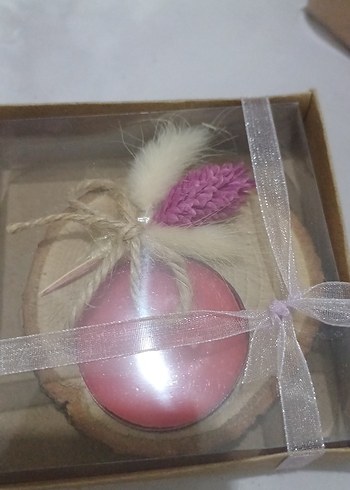 Beden Pembe Kurdeleli Dekoratif Mum
