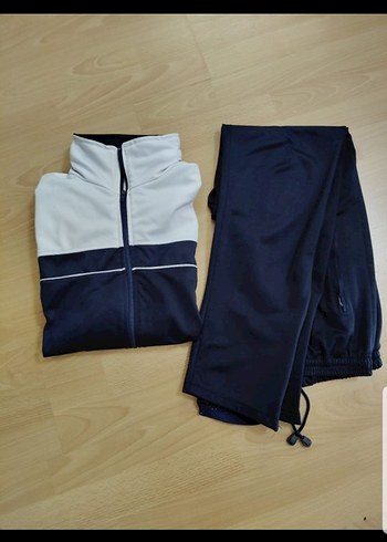 Erkek  Gri-Beyaz Fermuarlı Eşofman Takımı - Görsel 2