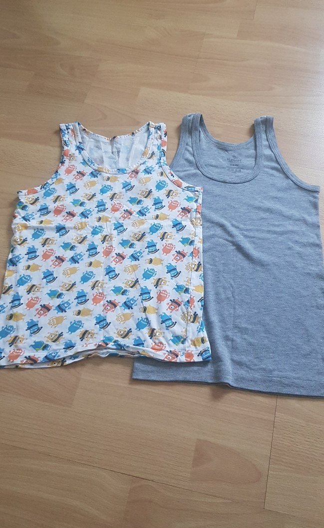 Gri ve Baskılı Çocuk Atletleri 2'li Set - Görsel 2