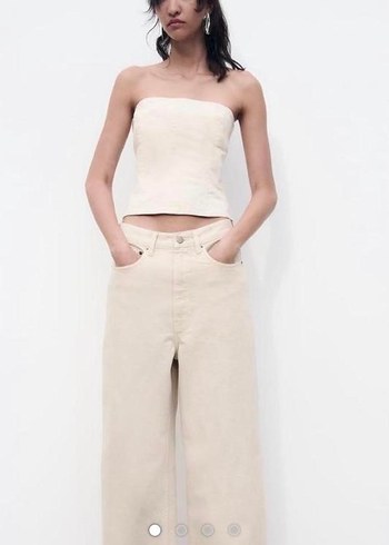 Zara denim straplez bluz