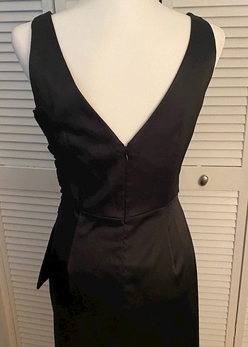 Siyah saten abiye elbise - Görsel 3