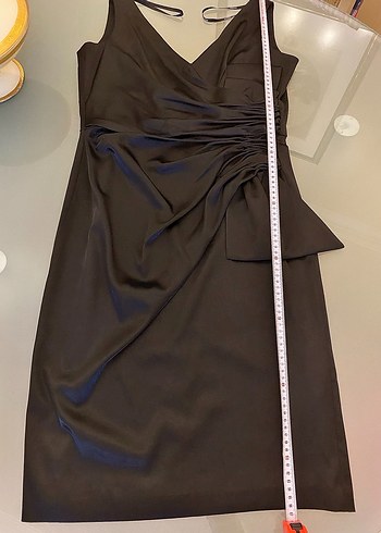 Siyah saten abiye elbise - Görsel 7