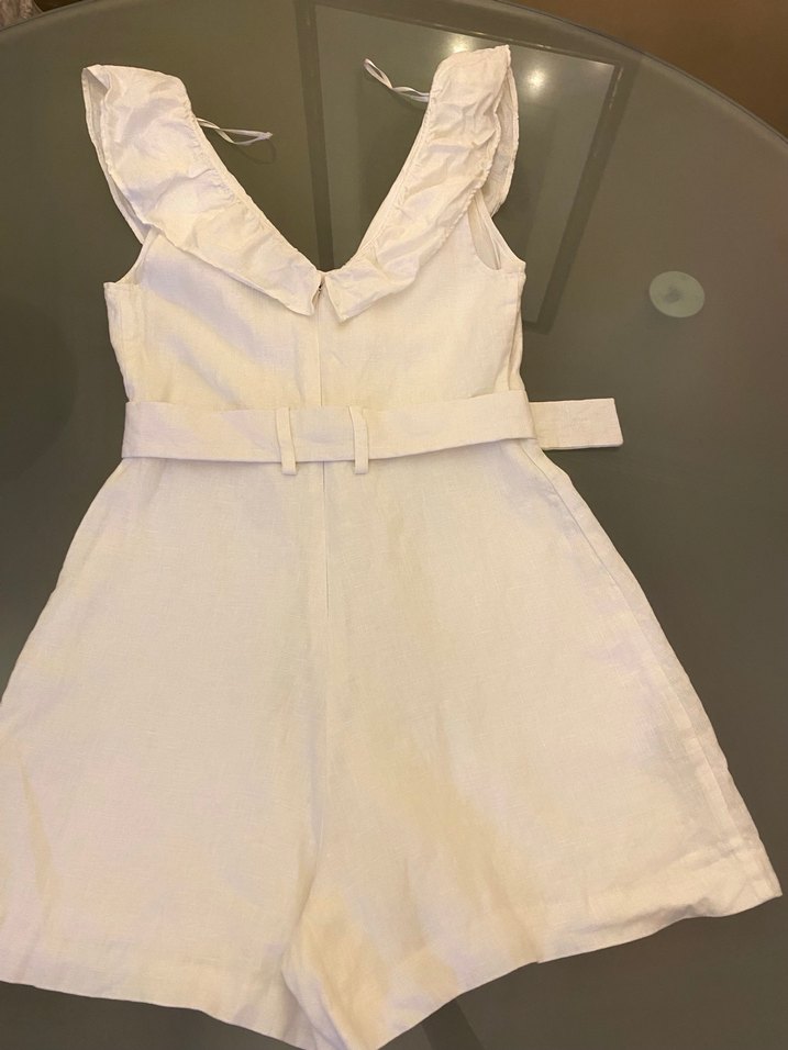 Mango keten şort tulum - Görsel 4