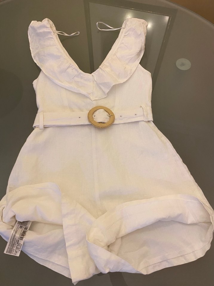 Mango keten şort tulum - Görsel 5