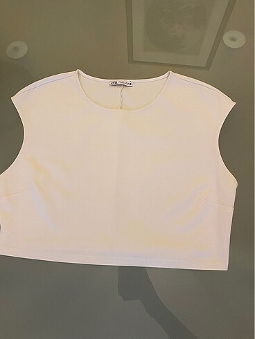 Zara beyaz crop bluz